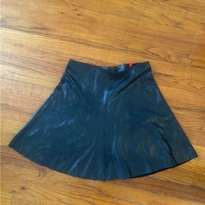 Black Spanx Faux Leather Skater Skirt